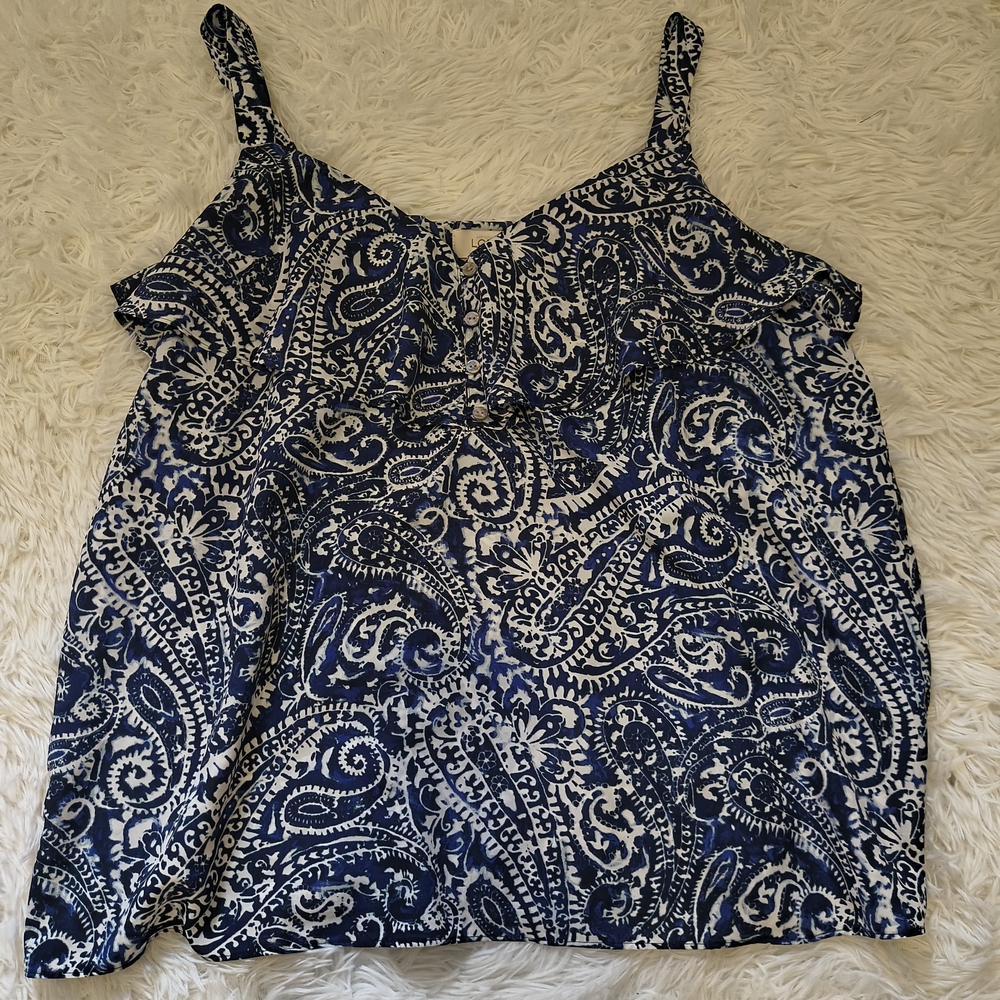 LOFT Navy and White Paisley Camisole